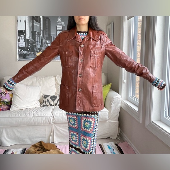 Vintage caramel leather jacket - Picture 10 of 17